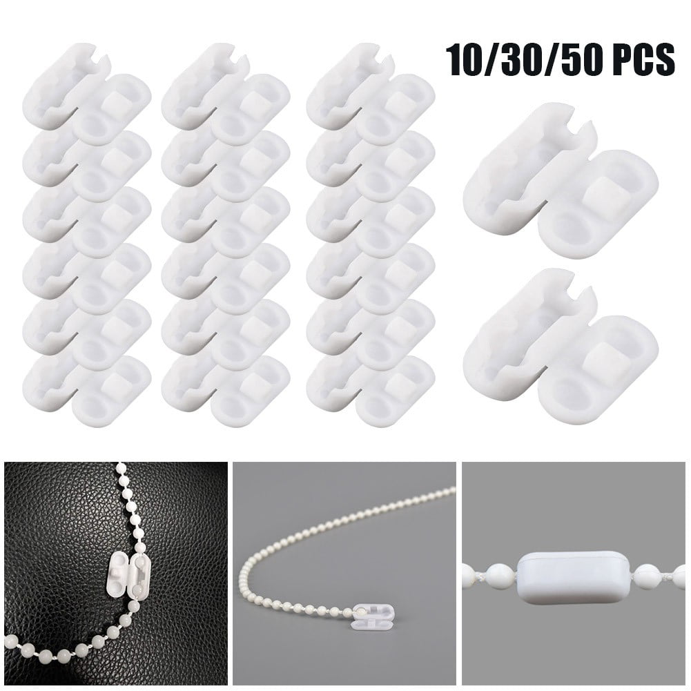 30 Pack White Chain Connectors Roller Shade Beaded Chain Connector Plastic  Replacement Vertical Roman Roller Blind Ball Chain Cord Connector Clips For