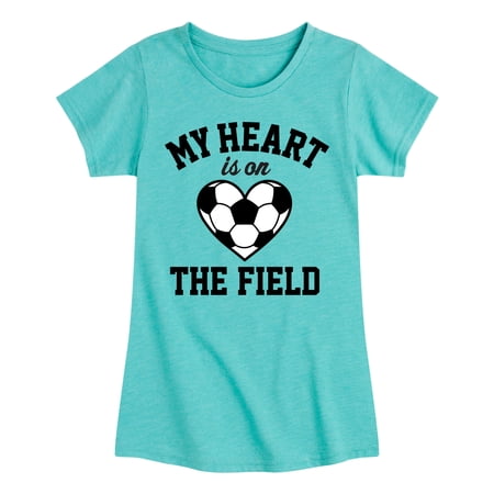 Instant Message - My Heart Is On The Field - Youth Girls Fitted Short Sleeve T-Shirt