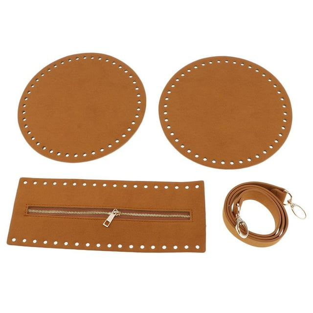 kusrkot 1 Set Leather Bag Bottom Base Zip Closure for Handbag Bag Making Accessories Brown