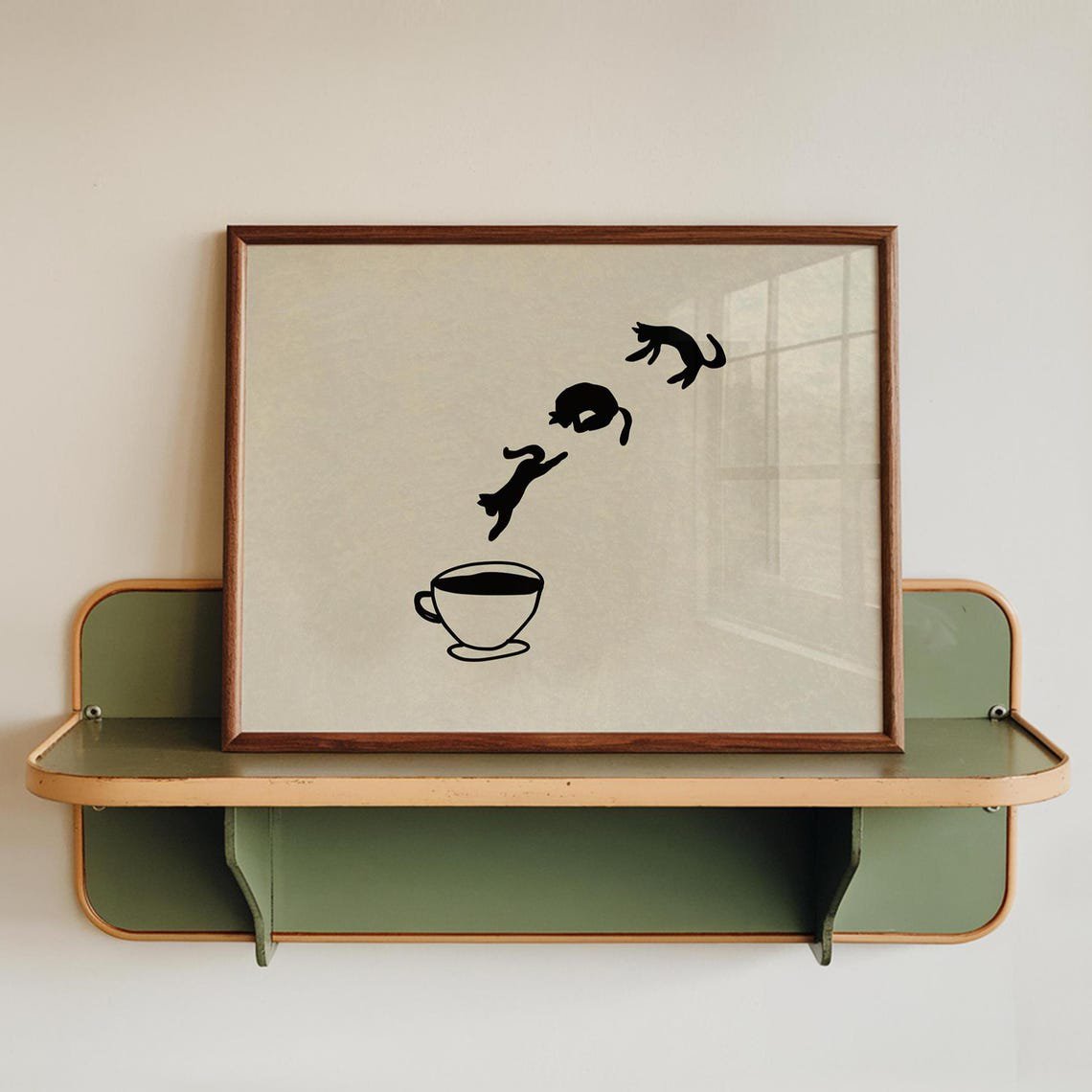 Cat Coffee Trendy Kitchen Artistic Decorative Design Statement Accent Interior Display Portrait Decor
