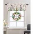 thumbnail image 2 of Rdsfhsp Easter Rabbit Kitchen Window Valance Curtain Cute Bunny Spring Flower Eggs Privacy Rod Pocket Panel Short Curtain Valances, Pink Buffalo Check Drapes for Bedroom Bathroom Windows 54x18 Inch, 2 of 5