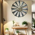 thumbnail image 4 of Unique Windmill Metal Wall Clock - Silent Sweep Movement, Rustic Industrial Style Home Decor for Living Room, Bedroom & Foyer, 4 of 9