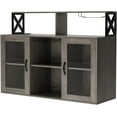 thumbnail image 2 of Huisuilinss Bar Cabinet with Power Outlets,Kitchen Buffet Sideboard with Led Lights and Glass Holder, Kithchen Bar with Glass Cabinet Doors,  Storage Buffet Cabinet Coffee Bar Cabinet, 2 of 6