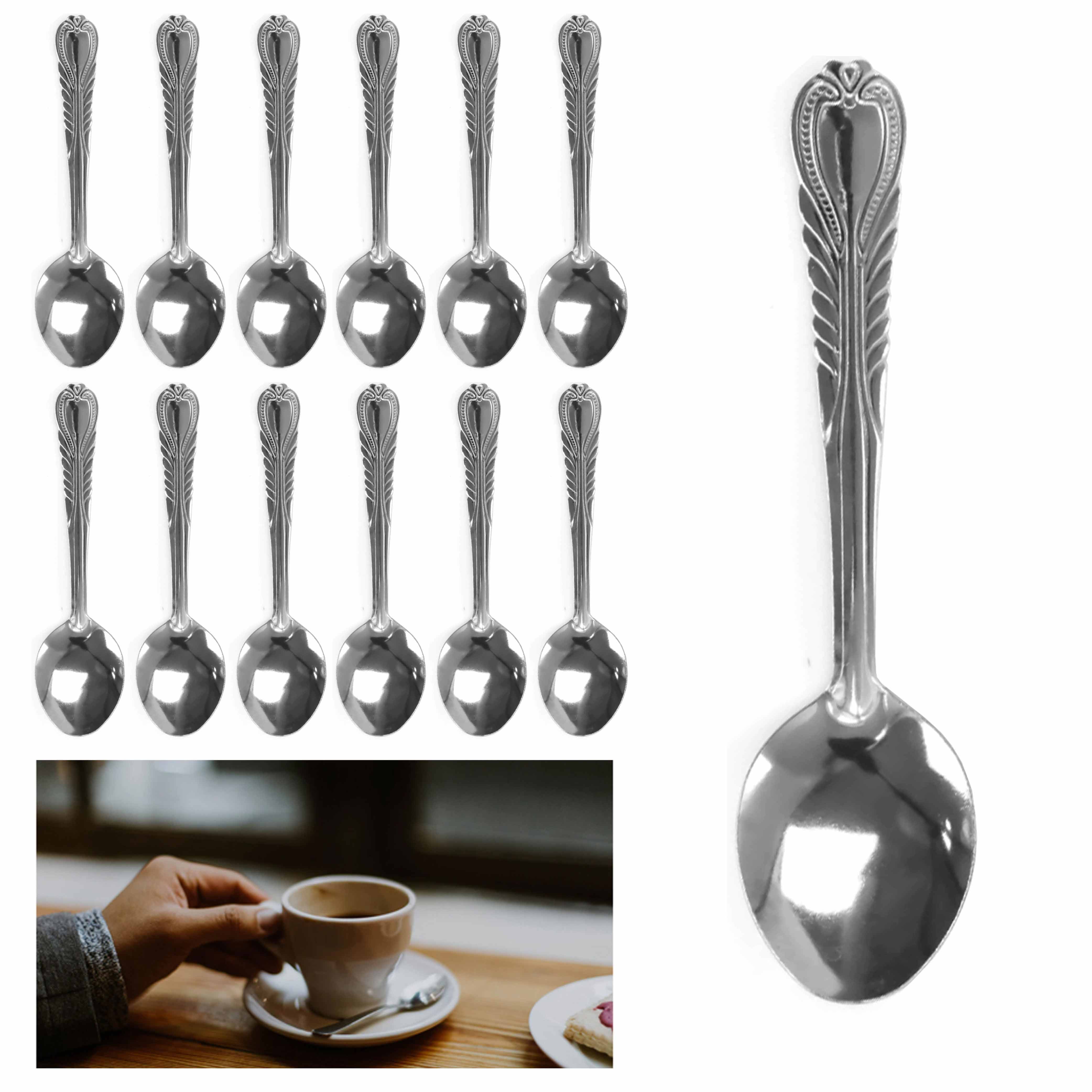 12 Pc Stainless Steel Teaspoon Set Tea Spoons Coffee Silverware