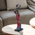 thumbnail image 3 of Escultura africana mujeres niñas Tribal Lady figurita estatua decoración arte coleccionable artesanías decoración para hogar - Oro Macarena Escultura de resina, 3 of 8