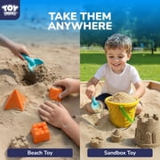 TOY Life Kids Beach Sand Castle Bucket Set, 2 Buckets with Mesh Bag, 6 Molds, 2 Shovels, Colorful Plastic Beach Toys for Summer Play