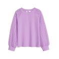 thumbnail image 5 of Arshiner Girls Shirts Lace Raglan Long Sleeves Crewneck Casual Soft Kids Blouse Tee Tops, 5 of 6