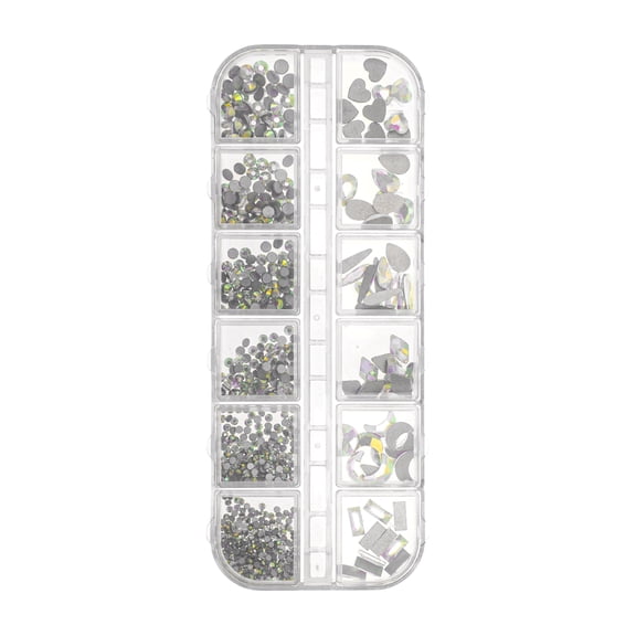 Unique Bargains 1 Set Colorful 12 Grids Rhinestone Nail Supplies Assorted Color