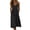 #0240-Black, variant on Multi Color Solid V Neck Spaghetti Strap Button Front Midi Dress For Women Loose Flowy Cotton Linen Casual Summer Swing Dress With Side Pockets Gift