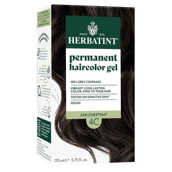 Herbatint Permanent Hair Color For Women, 4C Ash Chestnut, Alcohol Free, Vegan, 100% Grey Coverage - 5.75 fl oz