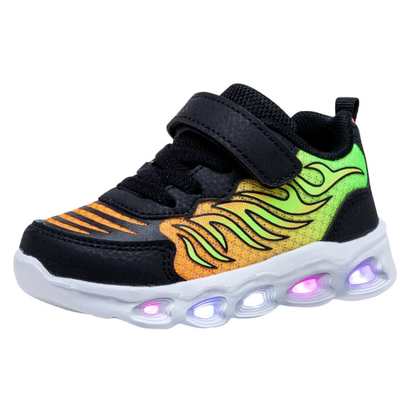 NEWMALL Girls LED Light Up Sneakers Kids Low Top Shoe (10 Toddler,Black)