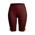 thumbnail image 5 of Yeaiivve Women's Biker Shorts High Waist Stretch Plus Size Yoga Shorts with Side Buttons and Slit Solid Color Athletic Shorts for Running Cycling Wine 5XL, 5 of 10