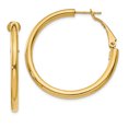 thumbnail image 1 of 14k Yellow Gold 3x30mm Round Omega Back Hoop Earrings, 1 of 8