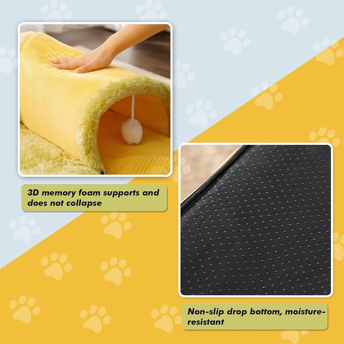 Cat Tunnel Bed,Cat Tunnel Bed for Indoor Cats,2 in 1 Cat Bed Play Tunnel Cats Play Mat,Hanging Toy Balls,Cats Activity Center,Detachable & Washable, Great Gift for Small Pets