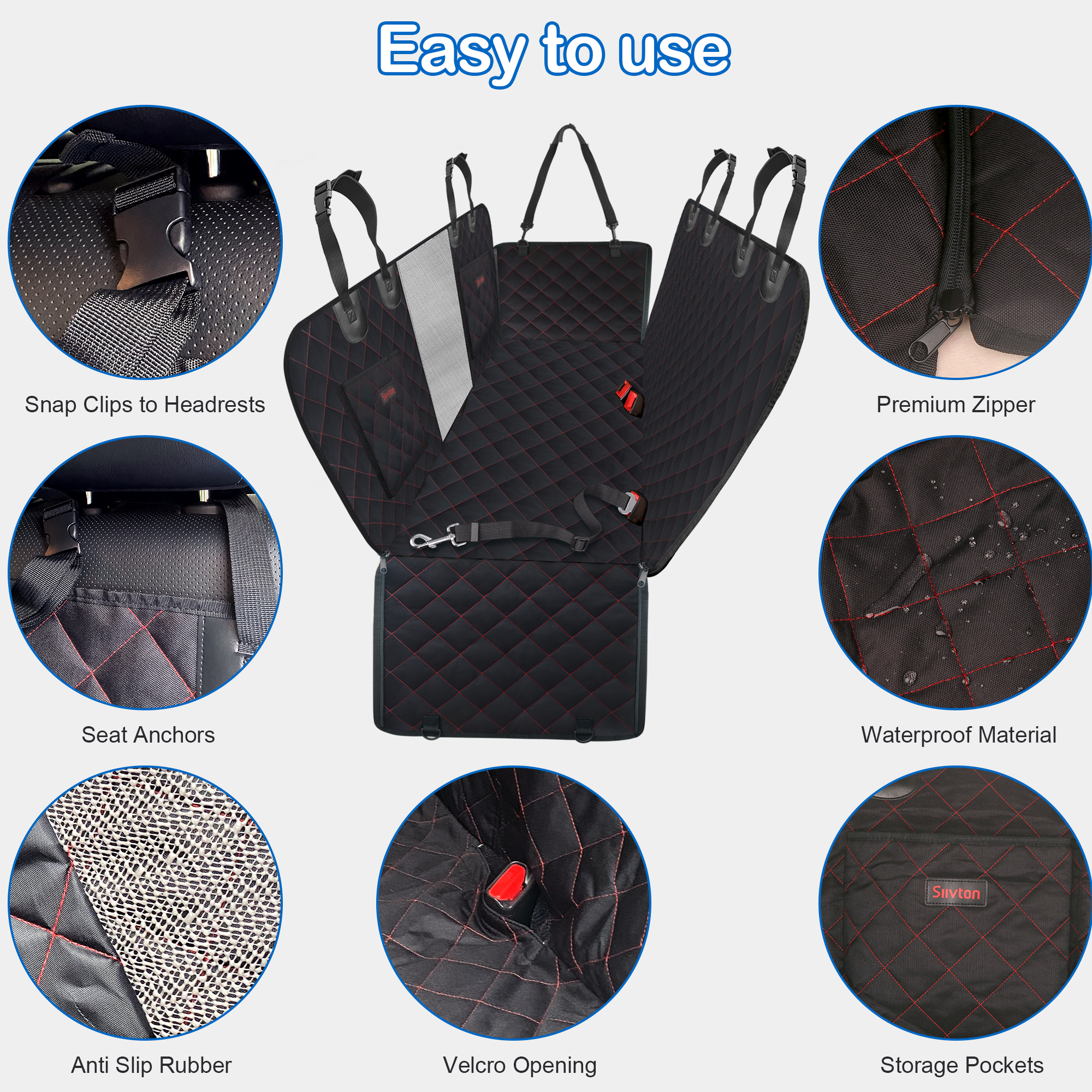 XSZ Waterproof Dog Car Seat Cover for Back Seat photo 6