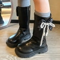 thumbnail image 2 of Dakaela 3-11Y Girls' Knee High Boots Cute Bow Side Zipper Slouchy Riding Boots Waterproof Fall Winter Princess Dressy Boots Black 1.5, 2 of 9
