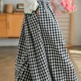 thumbnail image 4 of FRSASU Women's Fashionable and Comfortable Cotton Linen Pants Elastic Waist Plaid Wide Leg Capri Pants, 4 of 5
