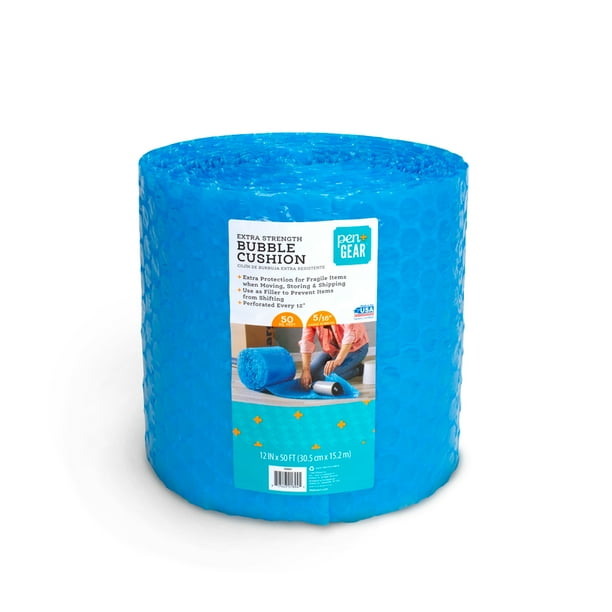 Pen + Gear 12" x 50' Bubble Cushion, Blue, Plastic, 5/16 Large Bubbles