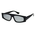 thumbnail image 2 of Flat Top Narrow Rectangular Hippie Pimp Retro Sunglasses Black Silver Mirror, 2 of 4