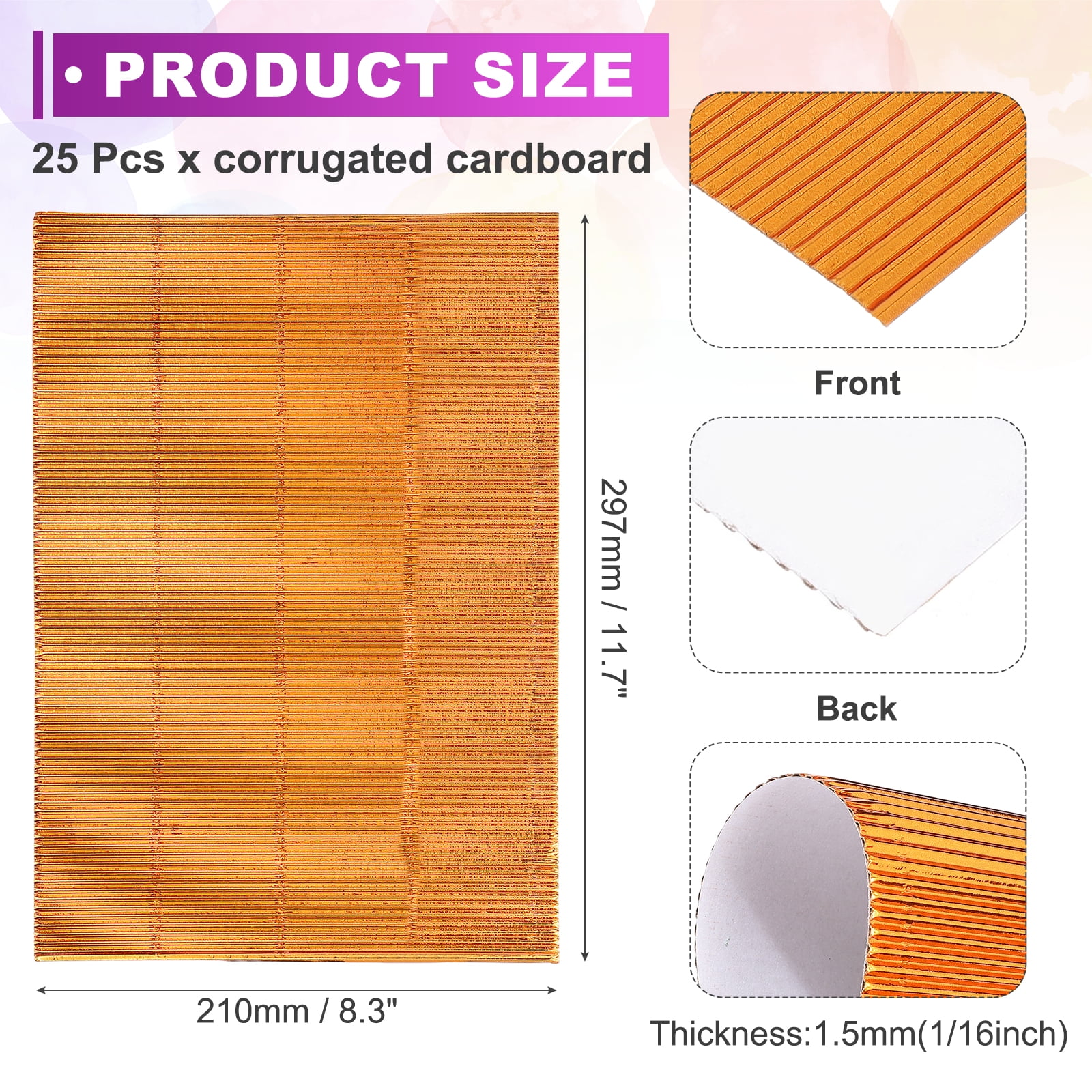 Uxcell 25 Sheets A4 Wine Red Metallic Corrugated Cardboard Paper,8.3 inch  x 11.7 inch Shiny Corrugated Paper for DIY Art Crafts, Scrapbooking, Gift Box