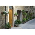 thumbnail image 2 of Flaherty, Dennis 32x23 White Modern Wood Framed Museum Art Print Titled - Italy, Pienza Potted plants line narrow streets, 2 of 4