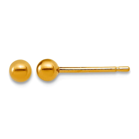 1/20 14k Gold Filled 3mm Ball Post Earrings 3x3mm Wide Ball Earring for Women - .2 Grams