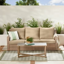 Better Homes & Gardens Hawthorne Park Outdoor Sofa and Coffee Table with Beige Cushions