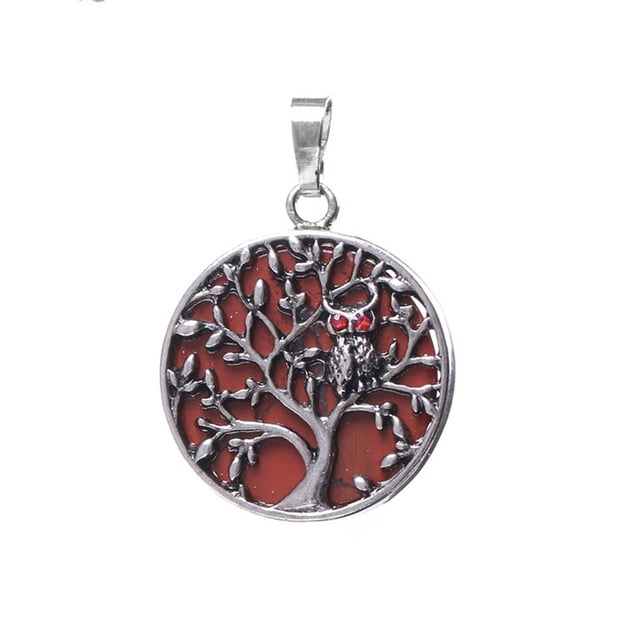 Colliers et Pendentifs Ancien Arbre Creux de Vie de Couleur Argent Rond Femmes Hommes
