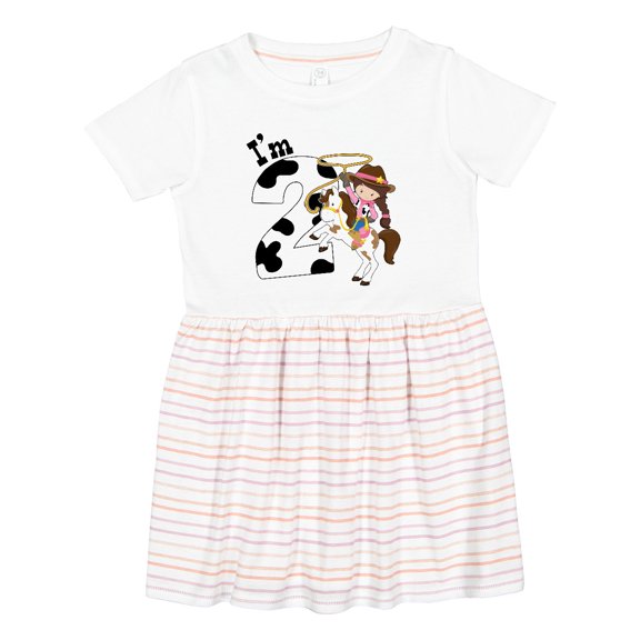Inktastic I'm Two-cowgirl Riding Horse Birthday Girls Toddler Dress