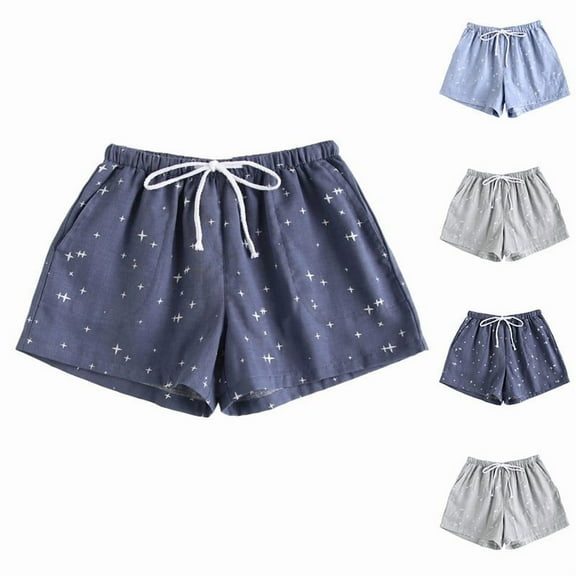 QNANSPI Pajama Shorts for Women, Womens Pajama Bottoms, Womens Summer Lightweight Print Shorts Breathable Home Shorts