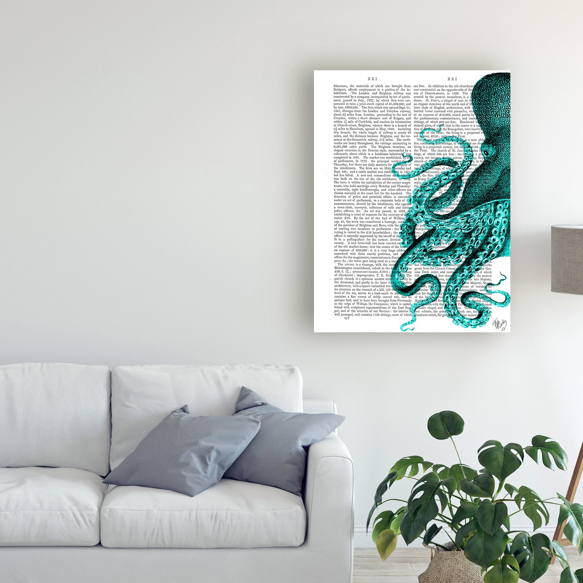 Trademark Fine Art 'Octopus Green Half' Canvas Art by Fab Funky