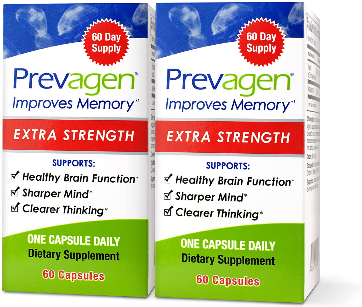Prevagen Improves Memory Extra Strength 20mg, 60 Capsules 2 Pack