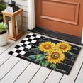 thumbnail image 2 of Summer Sunflowers Washable Area Rug 2 x 3 ft Yellow Floral Plants Retro Plaid Black White, Soft Non Slip Rugs Stain Repellent Indoor Felt Carpet for Living Dining Room Bedroom Home Office, 2 of 9