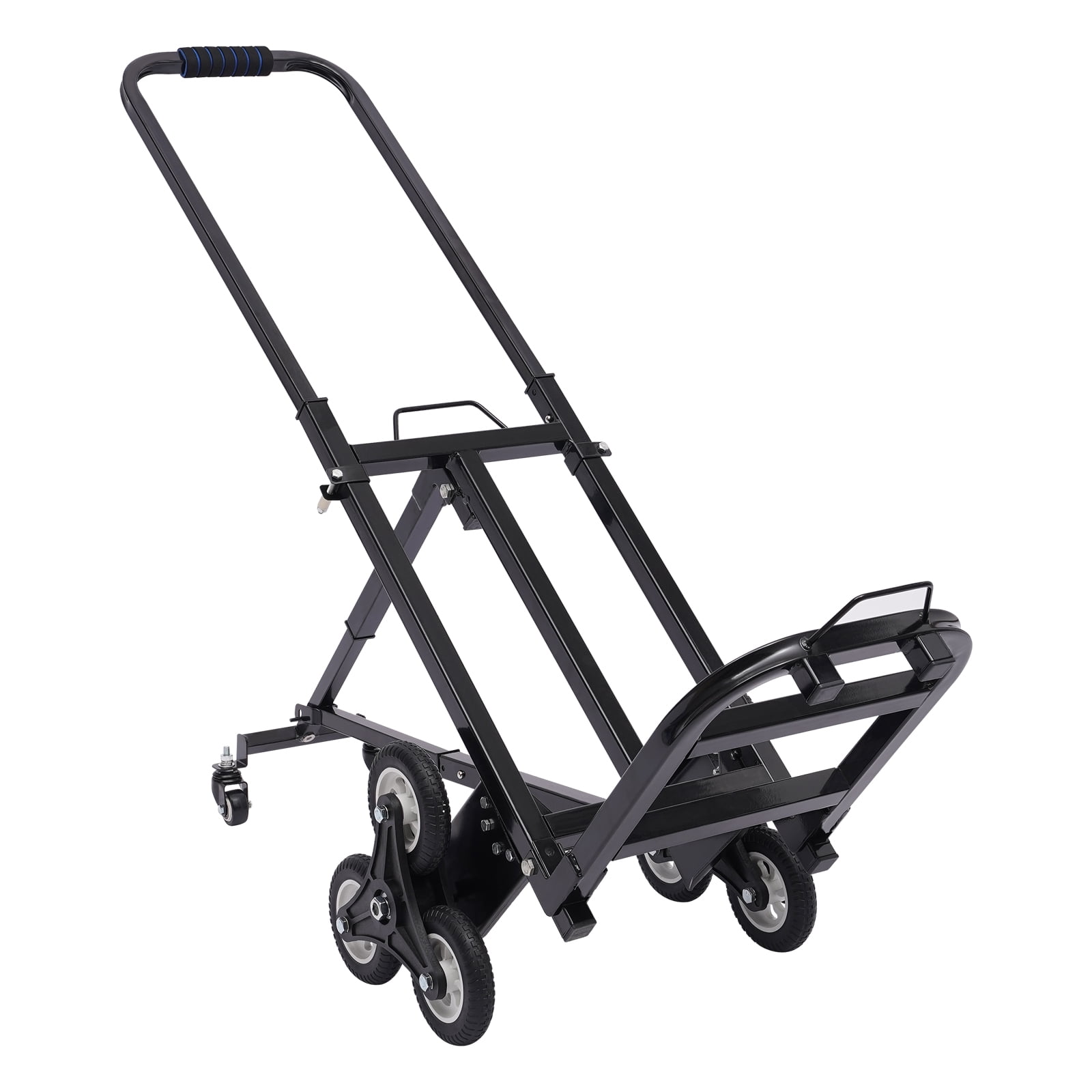 YIYIBYUS Stair Climbing Cart, Portable Folding Trolley with 8 Wheels, Stair Climber Hand Truck with Adjustable Handle for Pulling, Heavy Duty Dolly Cart for Stairs Black