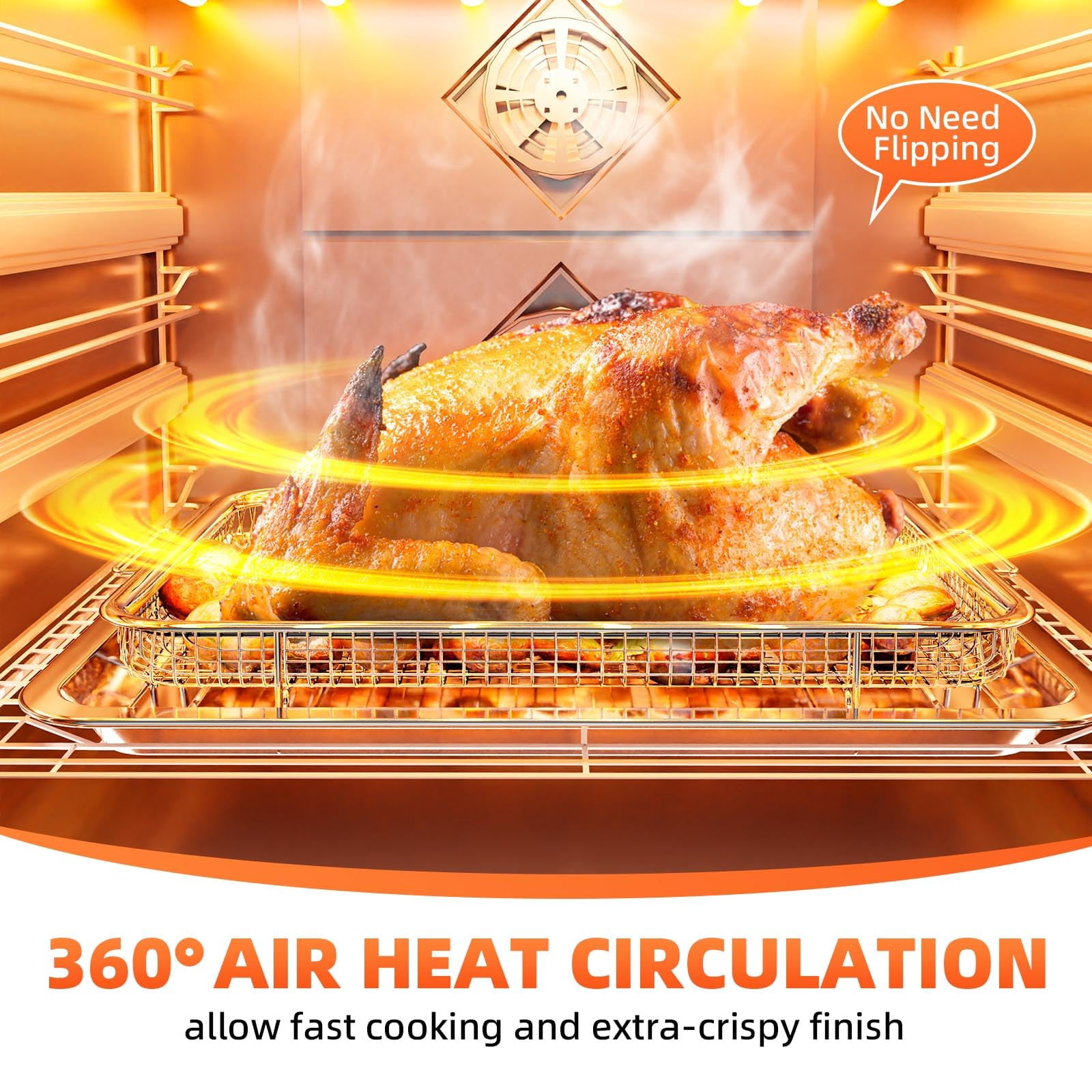 Air Fryer Basket for Oven,Oven Air Fryer Basket and Tray with 30 PCS Parchment Papers,2 Set Stainless Steel Air Fryer Pan and Crisper Tray for Baking Grilling Silver(15.6 x 11.6 inch)