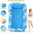 thumbnail image 6 of Inflatable Tanning Pool Lounger Float with Sprinkler, 77" x 48" Pool Floats Adult with Pillow, 6 in 1 Suntan Tub Raft Floatie with Drink Holder Sunbathing Water Lounge, 6 of 8
