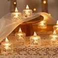thumbnail image 1 of 24pcs LED Electronic Candle Lights, With Battery, Mini Rose Pattern Refraction Halo Projection Tea Light, Battery Powered Led Flameless Candle Lamp, 1 of 5