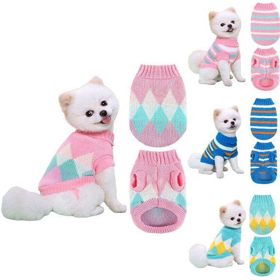 Shadoumai Pet Clothes S-XXL Medium Knitted Dog Sweater for Small Dogs York Warm Cat Coat Winter Clothes Pet Pullover Puppy Supplies(Color2,X-Large)