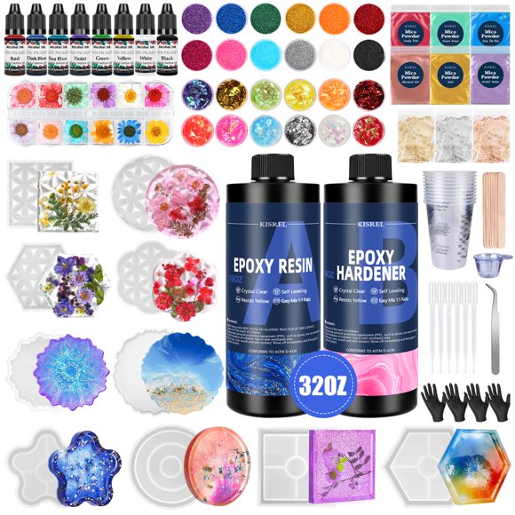 Kit de resina epoxi KISREL de 946 ml con moldes y pigmentos