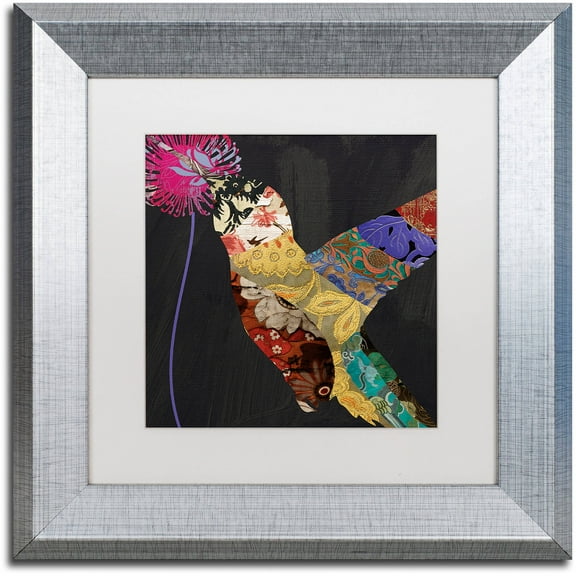 Trademark Fine Art "Hummingbird Brocade  II" Canvas Art by Color Bakery White Matte, Silver Frame