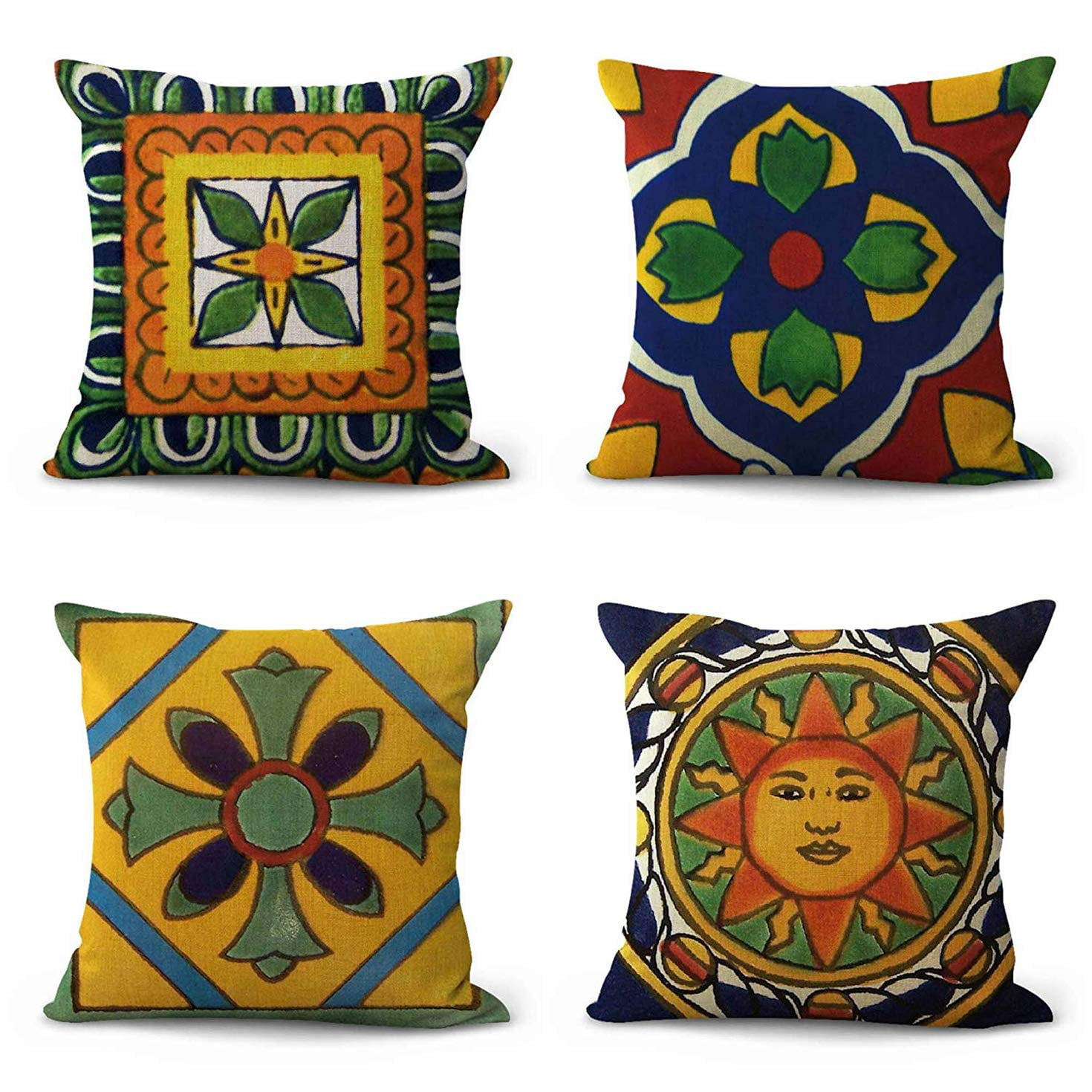 Multicolor 18x18 Elegant Damask Patterns Elegant Spanish Azul Damask Pattern Throw Pillow