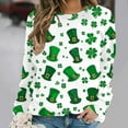 thumbnail image 5 of Xuyuer St. Patrick's Day Round Neck Sweatshirt for Women Lucky Shamrock Long Sleeve Shirt Ireland Gift Clover Print Fit Casual Pullover Fashion Loose Tops, 5 of 5