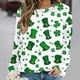 thumbnail image 5 of Xuyuer St. Patrick's Day Round Neck Sweatshirt for Women Lucky Shamrock Long Sleeve Shirt Ireland Gift Clover Print Fit Casual Pullover Fashion Loose Tops, 5 of 5