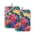 thumbnail image 7 of Yayeee Pot Holders Kitchen Heat Resistant with Pockets 7"x9.8" Cotton Oven Cooking Hot Pads, Ethereal Floral Harmony, 7 of 7