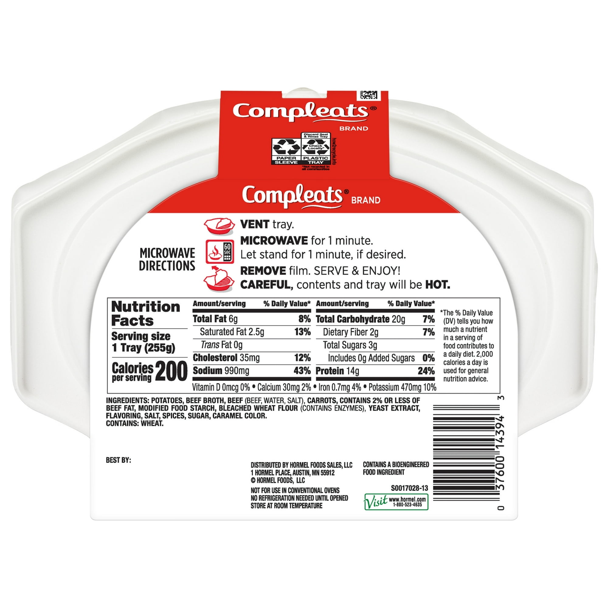 HORMEL COMPLEATS Beef Pot Roast 9 oz Plastic Tray (Pack of 5)