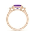 thumbnail image 2 of ANGARA Natural Square Emerald-Cut 2 ct Amethyst and Diamond Three Stone Ring in 14K Rose Gold for Women (Size-8mm) | February Birthstone, Anniversary, Jewelry Gift for Women | Natural Amethyst Ring, 2 of 9