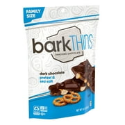 barkTHINS, Snacking Chocolate Dark Chocolate Pretzel and Sea Salt Candy, Fair Trade and Non-GMO, 10 oz, Bag