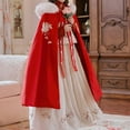 thumbnail image 2 of Women Cape Chinese Style Hanfu Cloak Poncho Floral Embroidery Jacket Red, 2 of 6
