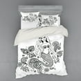thumbnail image 2 of Mermaid Duvet Cover Set, Woman Ornate Paisley Leaf Folkloric Human Fish Design, Bedding Set with Shams and Fitted Sheet, 3 Sizes, by Ambesonne, 2 of 3