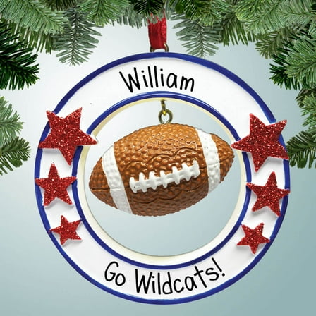 Hanging Football with Stars Christmas Ornament - Gift ideas for the Team - Athlete - High School - Youth Sports
